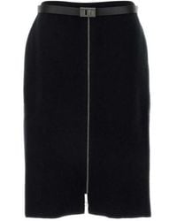 Ferragamo - Ferragamo Zip-Up Belted Skirt - Lyst
