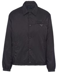 Prada - Logo Plaque Button-Up Jacket - Lyst