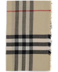Burberry - Checked Frayed-Edge Scarf - Lyst