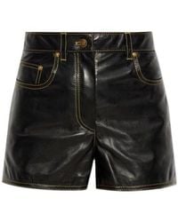 Versace - High-Rise Leather Shorts - Lyst