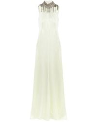 McQueen - Satin Crystal-Embellished Maxi Dress - Lyst