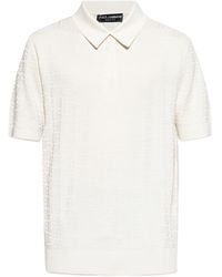 Dolce & Gabbana - Dg Logo Jacquard Knitted Polo Shirt - Lyst