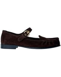 Miu Miu - Suede Mary Jane Loafers - Lyst