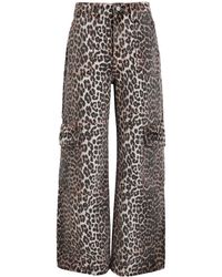 Ganni - Print Cotton High-Rise Cargo Jeans - Lyst
