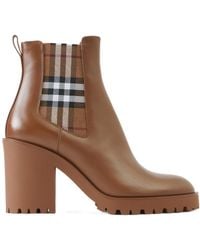 Burberry - New Allostock Check Panel Ankle Boots - Lyst