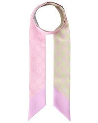 Gucci - Gg Twill Ribbon Scarf - Lyst