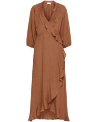Marella - Linen Midi Wrap Dress - Lyst