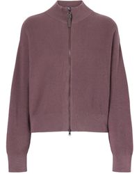 Brunello Cucinelli - Ribbed Cotton Zip-Up Turtleneck Cardigan - Lyst