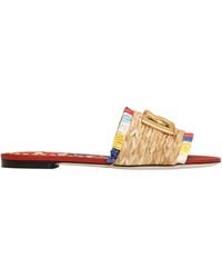 Dolce & Gabbana - Raffia Flat Slides - Lyst