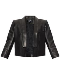 Balmain - Cropped Leather Blazer - Lyst