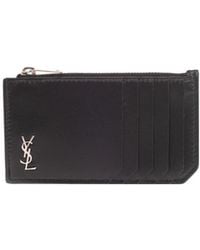 Saint Laurent - Tiny Monogram Fragments Zip Card Case - Lyst