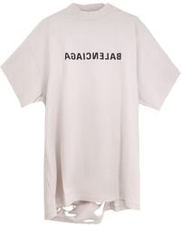 Balenciaga - Logo Printed Distressed T-Shirt - Lyst
