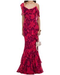 Self-Portrait - Floral Ruffle Maxi Dress - Lyst