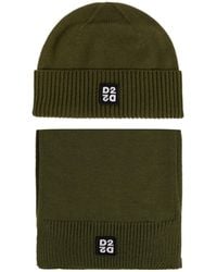 DSquared² - Logo Patch Ribbed-Knit Beanie Scarf Set - Lyst