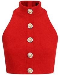 Balmain - High Neck Crop Top - Lyst