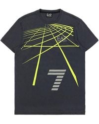 EA7 - Logo Printed Round Collar T-Shirt - Lyst