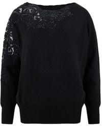 Ermanno Scervino - Lace-Panel Sequin-Embellished Sweater - Lyst
