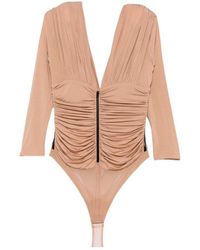 Elisabetta Franchi - Ruched Long-Sleeve Blouse - Lyst