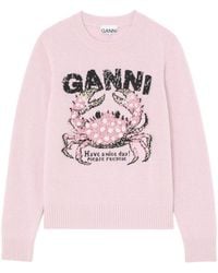 Ganni - Crab-Intarsia Sweater - Lyst