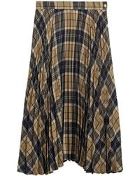 Barbour - Plaid Pleated Midi Skirt - Lyst