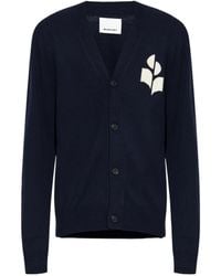 Isabel Marant - Elvin Logo Intarsia-Knit V-Neck Cardigan - Lyst