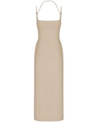 The Attico - The Gabardine Square Neck Midi Dress - Lyst