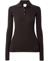 Calvin Klein - Amber Ribbed Wool Polo Sweater - Lyst