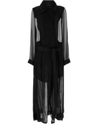 Ann Demeulemeester - Silk Crepe Belted Trench Coat - Lyst