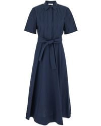 P.A.R.O.S.H. - Long Dress With Classic Collar And Waist Belt - Lyst