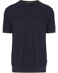 BOSS - Boss Crewneck Short-Sleeved Knitted Jumper - Lyst