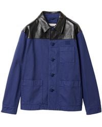 Miu Miu - Single-Breasted Garment-Dyed Gabardine And Leather Jacket - Lyst