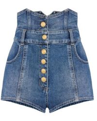 Elisabetta Franchi - Buttoned Denim Shorts - Lyst