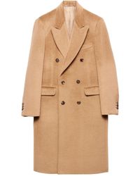 Prada - Double-Breasted Wool Blend Coat - Lyst
