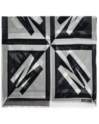 Moschino - Logo Printed Raw Edge Scarf - Lyst