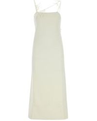 Jil Sander - Feather-Trim Square Neck Slip Dress - Lyst