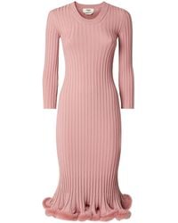 Fendi - Flared-Edge Ribbed-Knit Midi Dress - Lyst