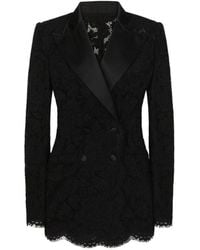 Dolce & Gabbana - Double-Breasted Lace Turlington-Fit Jacket - Lyst