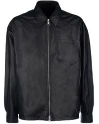 Prada - Zip-Up Leather Jacket - Lyst