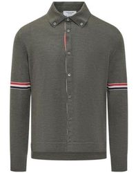 Thom Browne - Rwb Stripe Buttoned Cardigan - Lyst