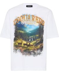 DSquared² - Graphic Printed Crewneck T-Shirt - Lyst
