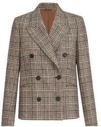 Brunello Cucinelli - Alpaca And Wool Prince Of Wales Blazer With Monili - Lyst