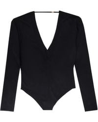 Saint Laurent - V-Neck Long-Sleeved Top - Lyst
