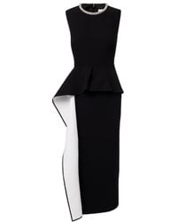 Roland Mouret - Embellished Peplum Satin Crepe Midi Dress - Lyst