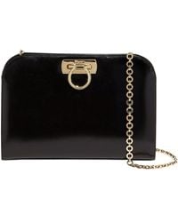 Ferragamo - Ferragamo Logo Plaque Chain Linked Clutch - Lyst