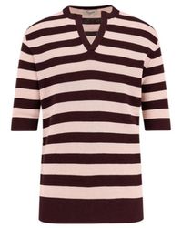 Laneus - Striped V-Neck Jumper - Lyst