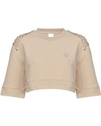 Pinko - Embellished Cropped Sweatshirt - Lyst
