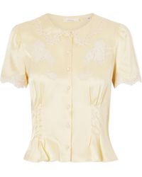 Doen - Trimmed Silk-Satin Blouse - Lyst