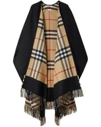 Burberry - Check Wool Reversible Cape - Lyst