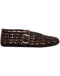Alaïa - Vienne Cut-Out Suede Ballet Flats - Lyst