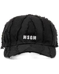 MSGM - Ripped Detailed Logo Embroidered Baseball Cap - Lyst